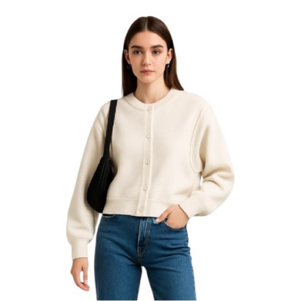 MNG Mango Knit Snap Front Cardigan Bomber - XL